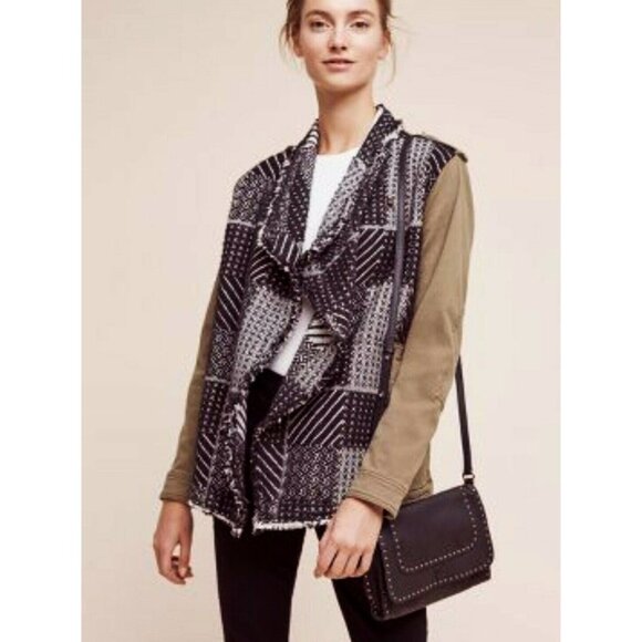 Hei Hei Anthropologie Military Olive Black White Tweed Knit Anorak Jacket XS - Picture 2 of 11